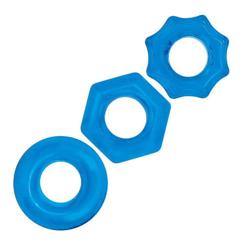 Blue Line 3-Pack Nuts & Bolts Stretch Cock Ring Set