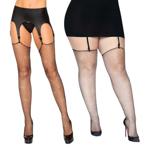 Leg Avenue 9124X Brielle Rhinestone Fishnet Stockings Black