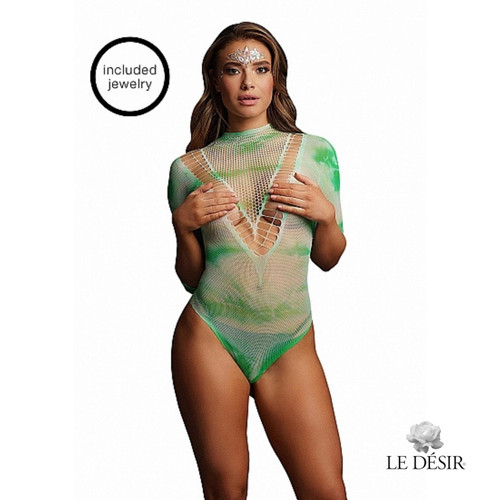 Le Desir Bls003 Short Sleeve Tie Dye Teddy & Dazzling Crowned Face Bling Sticker