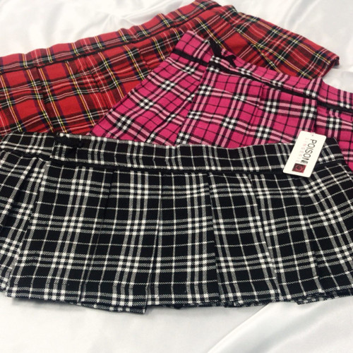 Poison Rose 107 Tartan Schoolgirl Skirt 8-22 Hot Pink