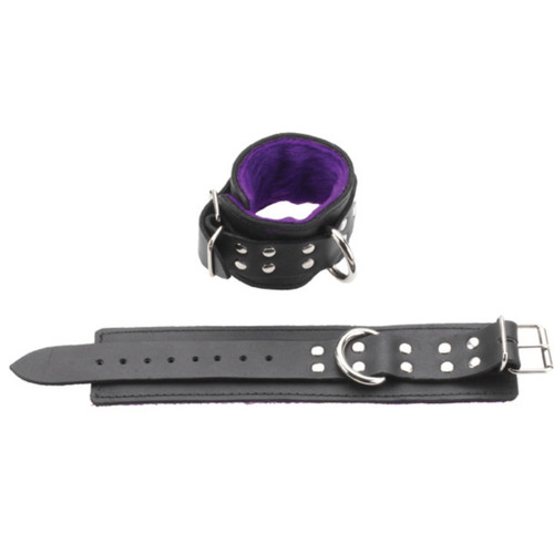 Spartacus Fur Line Purple Wrist RestraintsWith Snap Hook