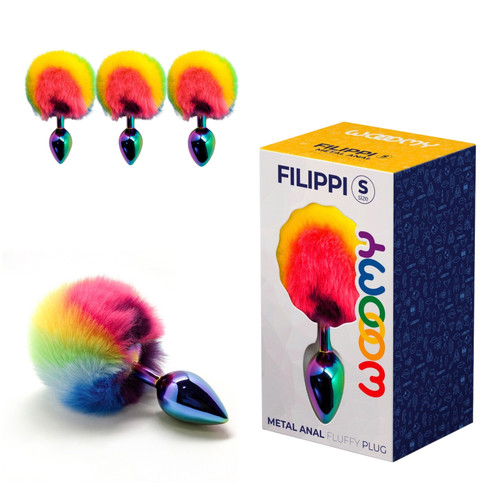 Wooomy Filippi Fluffy Rainbow Metal Butt Plug