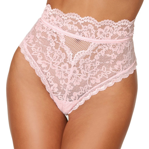 Dreamgirl 1477/X High-Waisted Scalloped Lace Cutout Panty Ballet Pink