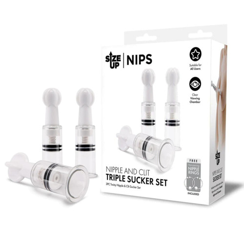 Size Up Nipple and Clit Triple Sucker Set