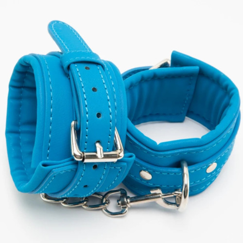 Poison Rose L104 Soft Blue Padded Leather Ankle Cuffs