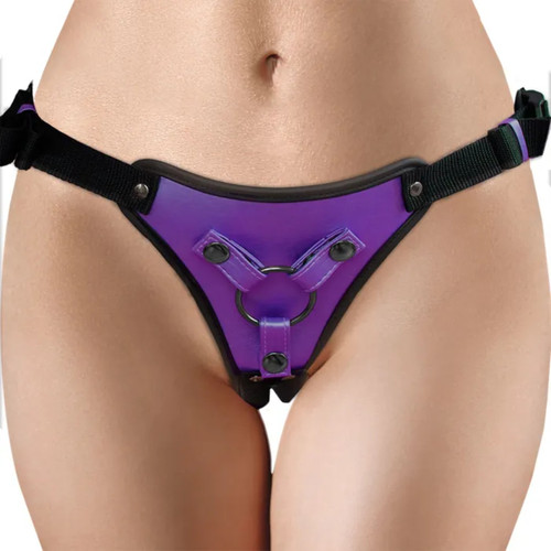 OUCH! Metallic Strap On Harness Purple