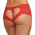 Dreamgirl 1442/X Crotchless  Stretch Lace Heart Cut-Out Panty Red