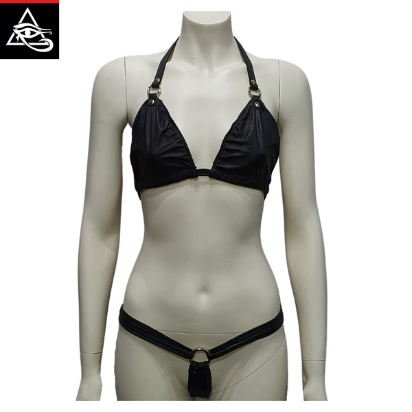 Little House Of Horus Leather Bikini Set