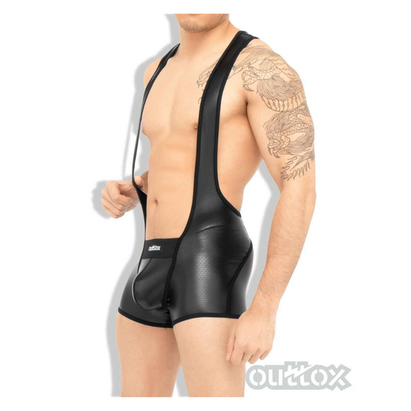 Outtox By Maskulo Ws142-90 Zipperer Wresting Singlet Black