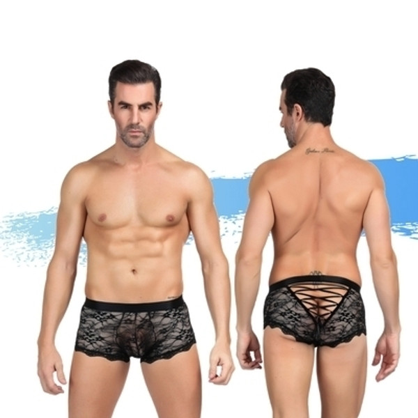 Ashella Mica Lace Boxer Brief Black