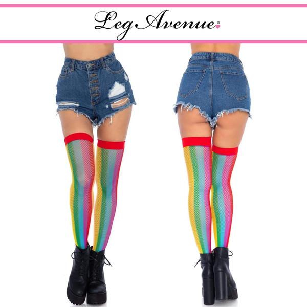 Leg Avenue 9290 Rainbow Fishnet Thigh Highs