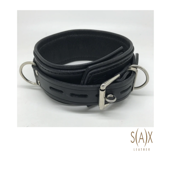 S(A)X Leather Black Deluxe Lockable Collar