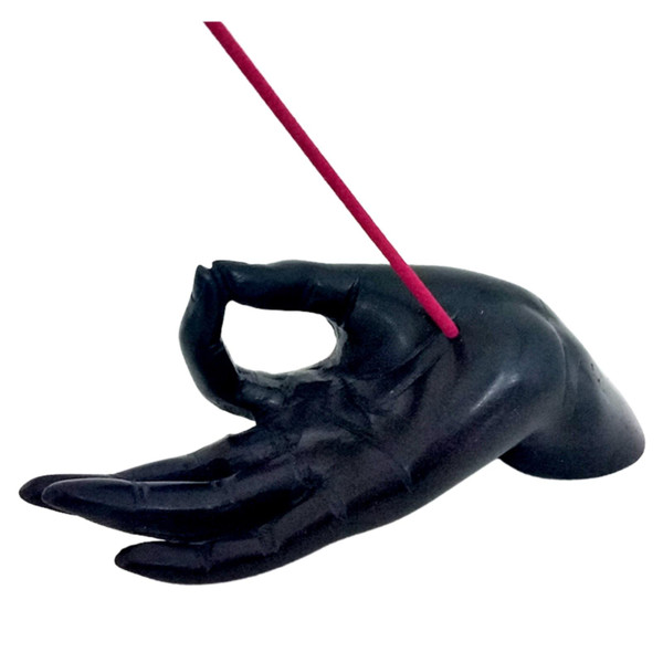 Black Resin Hand Incense Holder