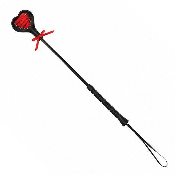Ouch! Crop Black Heart With Red Lace Large