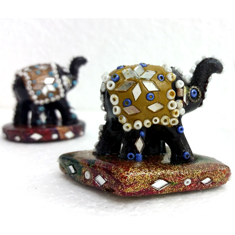 Incense Holder Resin Mirror Work Elephant