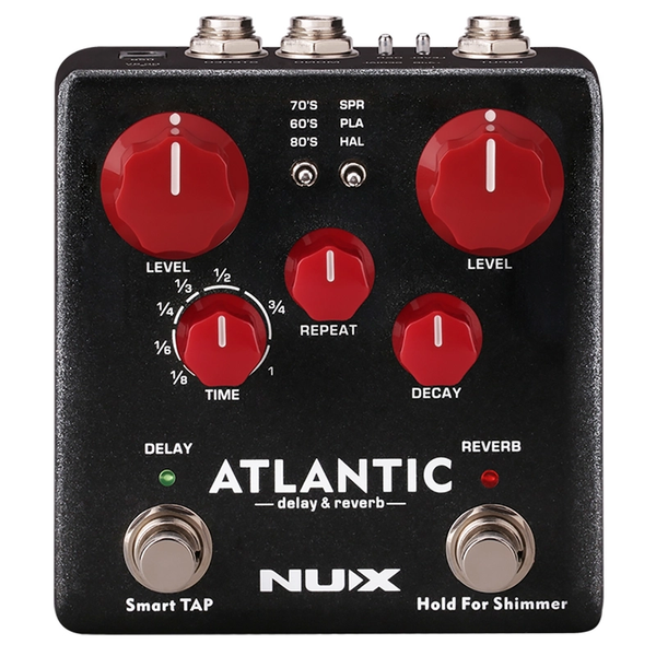 Nux Atlantic Verdugo Series Delay / Reverb Guitar Effects Pedal open box