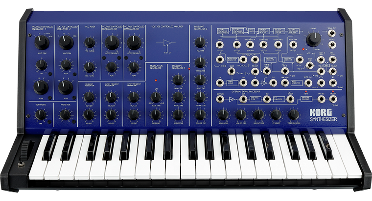 Korg MS-20 FS Monophonic Analog Synthesizer, 2 Oscillators, 37 Key, Blue