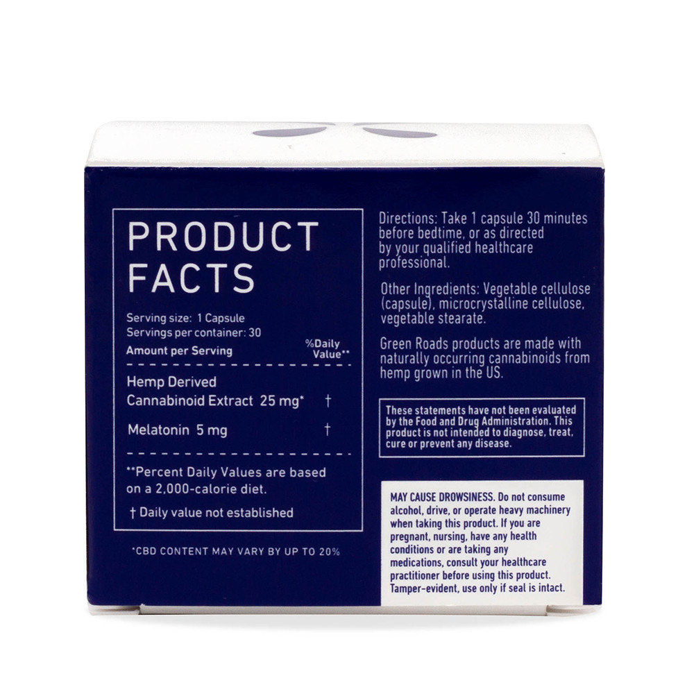 Sleep Cbd Capsules Vegan 25mg Cbd Melatonin Green Roads