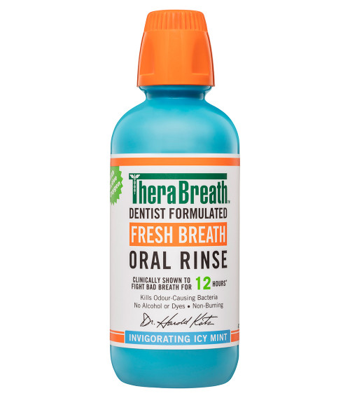 TheraBreath Fresh Breath Oral Rinse Invigorating Icy Mint is dentist formulated and clinically shown to fight bad breath. This mouth wash freshens with a cool blast of minty menthol and crisp citrus.