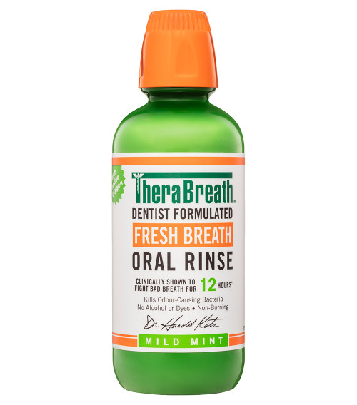 TheraBreath Fresh Breath Oral Rinse Mild Mint is dentist formulated and clinically shown to fight bad breath. This mouth wash freshens with a mild minty taste.