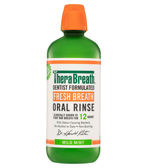 TheraBreath Fresh Breath Oral Rinse Mild Mint is dentist formulated and clinically shown to fight bad breath. This mouth wash freshens with a mild minty taste.