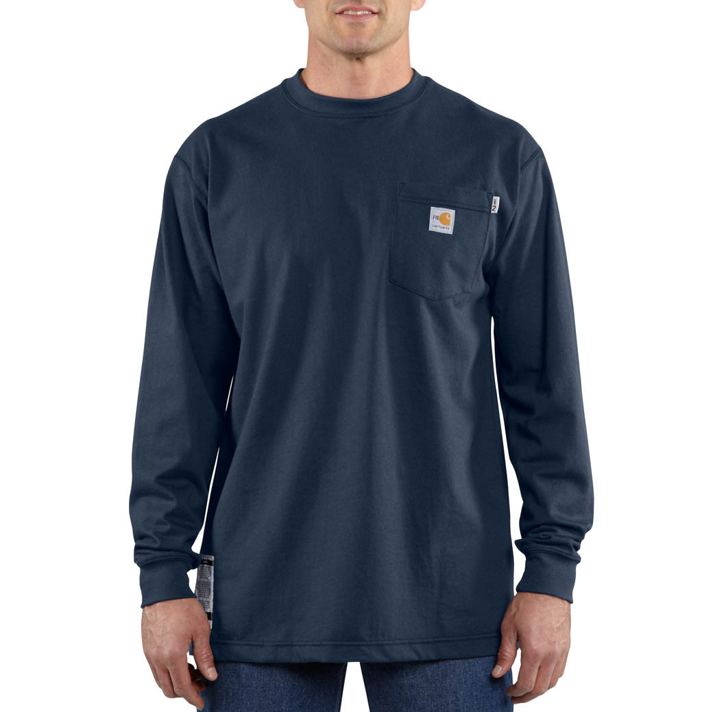 Carhartt | FR Force Cotton LS Shirt | Dark Navy - FR Clothing & Supply