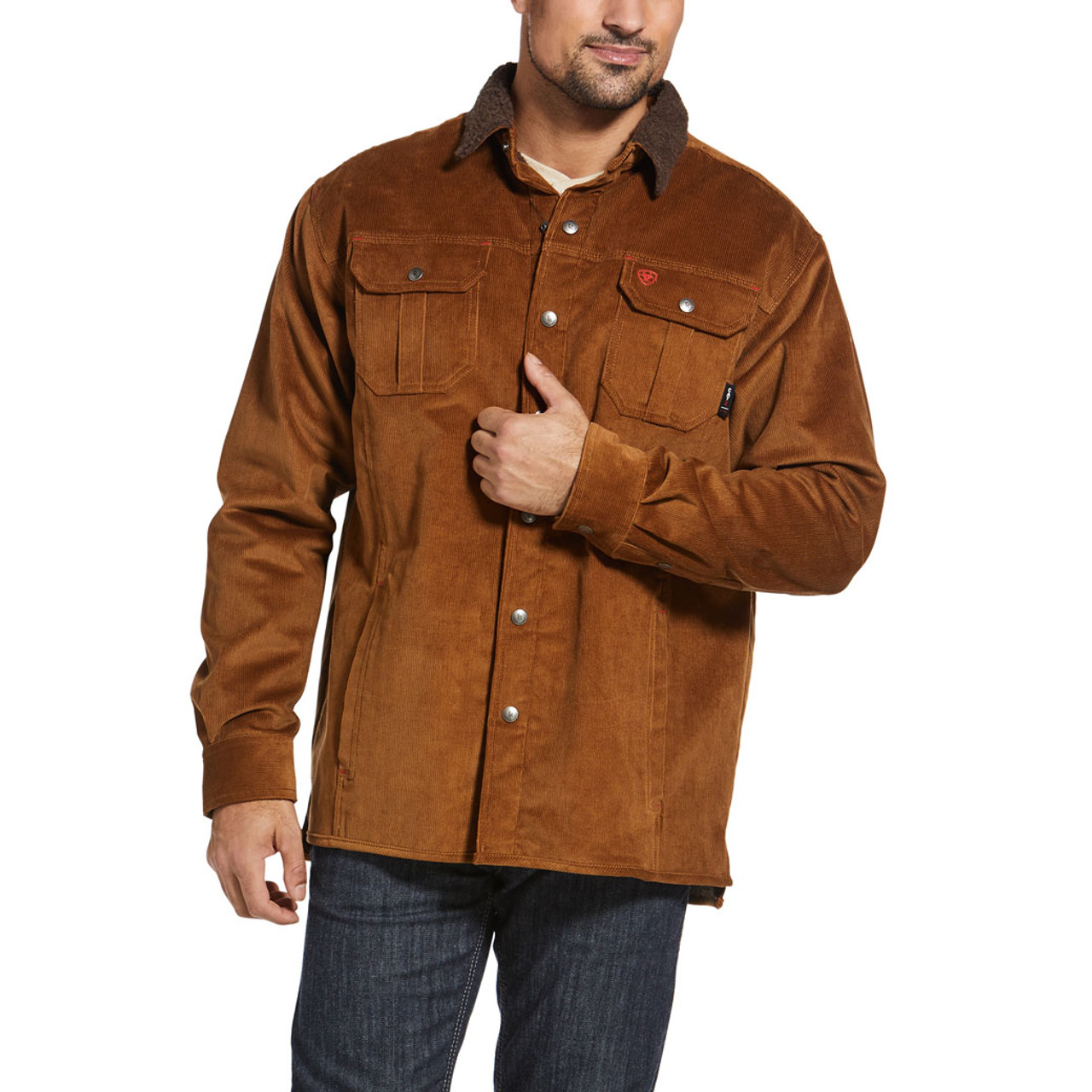 Ariat | FR Sherpa Lined Corduroy Shirt Jacket | Camel - FR