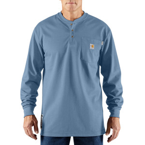 Carhartt | FR Force Cotton LS Henley | Medium Blue Carhartt | FR Force Cotton LS Henley | Medium Blue