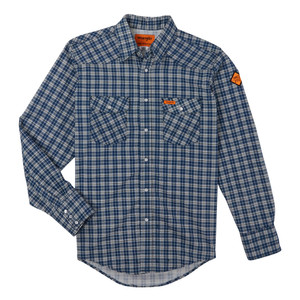 Wrangler FR Western Navy Plaid Shirt Wrangler FR Western Navy Plaid Shirt