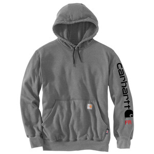 Carhartt | FR Force MW Hooded Sleeve Logo Graphic Sweatshirt | Granite Heather Carhartt | FR Force MW Hooded Sleeve Logo Graphic Sweatshirt | Granite Heather