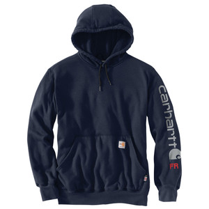 Carhartt | FR Force MW Hooded Sleeve Logo Graphic Sweatshirt | Navy Carhartt | FR Force MW Hooded Sleeve Logo Graphic Sweatshirt | Navy