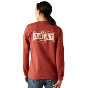 Ariat | Women's FR Pima Stretch US Logo Baselayer | Barn Red