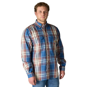 Carhartt | FR Rugged Flex Loose Fit Force Twill Plaid Shirt | Dark Blue/Spice Red