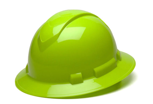 Pyramex | Full Brim | 4 pt Ratchet Suspension | Hard Hat | Hi-Vis Lime