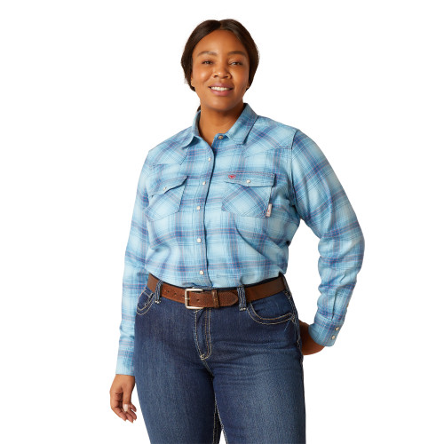 Ariat | Women's FR Bonita Snap Work Shirt | Norse Blue Plaid