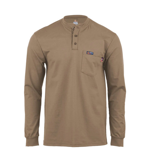Lapco | FR 6 oz Henley Tee | Khaki