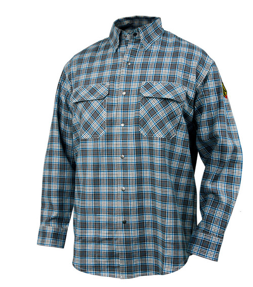 Black Stallion | FR Snap Work Shirt | Grey Plaid