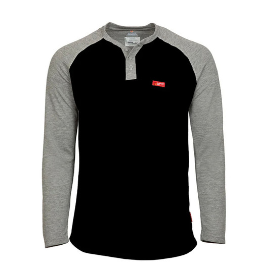 Lapco | 6 oz Tecasafe FR Raglan Henley T-Shirt | Black/Grey