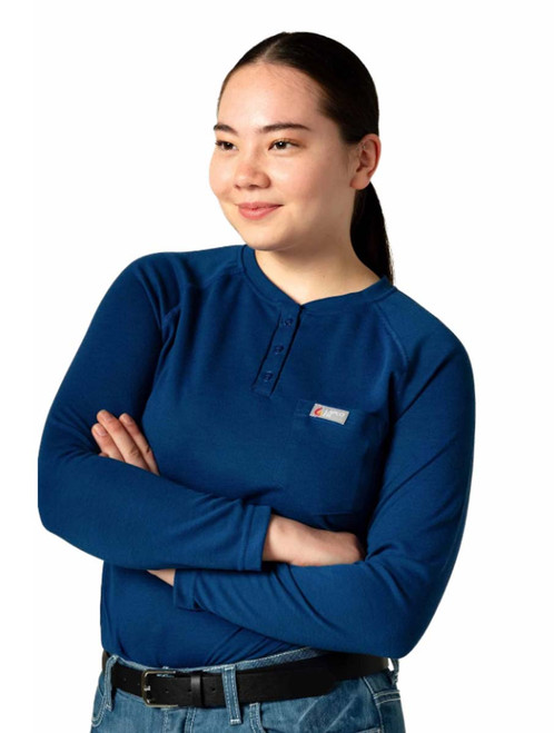 Lapco | Women's 6 oz Tecasafe FR Raglan Henley T-Shirt | Royal