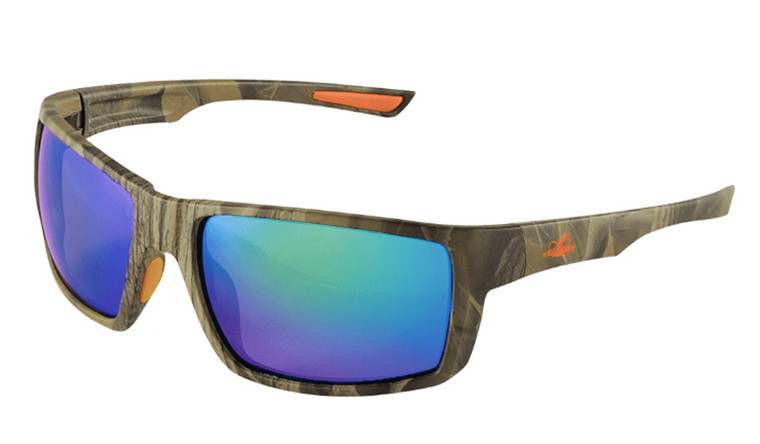 Bullhead Sawfish Safety Glasses | Woodland CamoFrame - Green Mirror