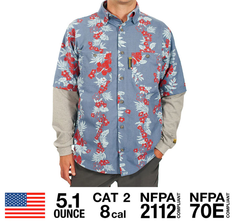 Benchmark FR | FR Tropical Vine Hawaiian Shirt | Light Blue