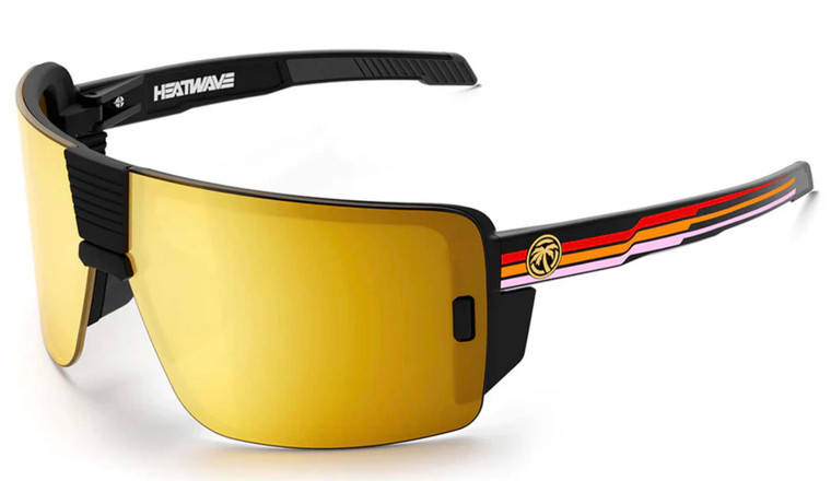 Heatwave | Vector Z87 Safety Glasses | Side Stripe Red Frame | Gold Rush Lens