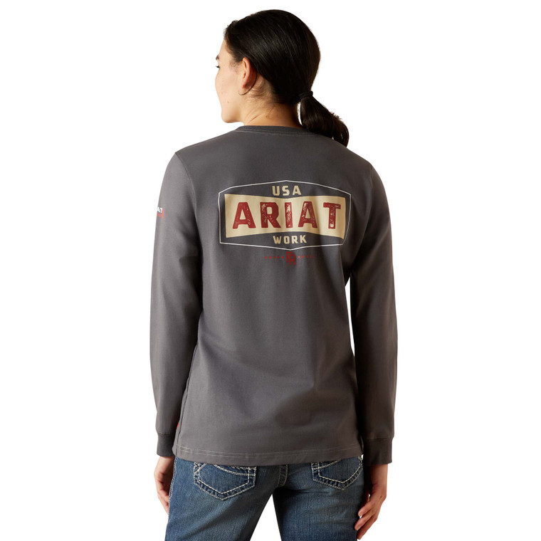 Ariat | Women's FR Pima Stretch US Logo Baselayer | Charcoal Heather