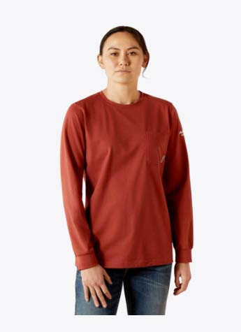 Ariat | Women's FR Pima Stretch US Logo Baselayer | Barn Red
