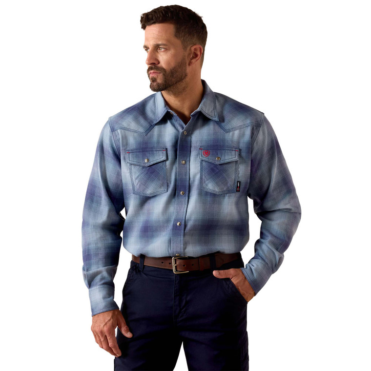 Ariat | FR Ryan Retro Snap LS Work Shirt | Dusty Blue - FR