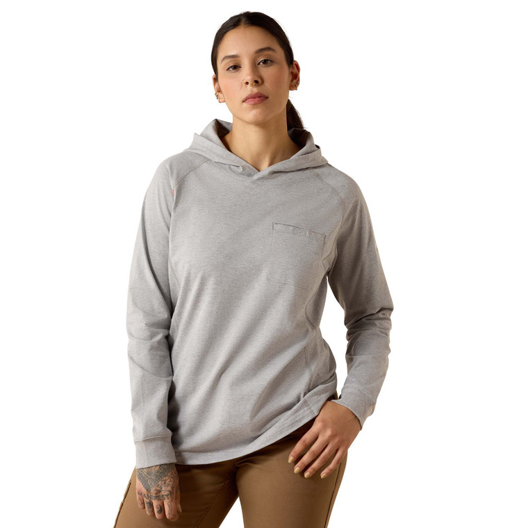 Ariat | Women's FR Air Hooded LS Top | Silver Fox Heather