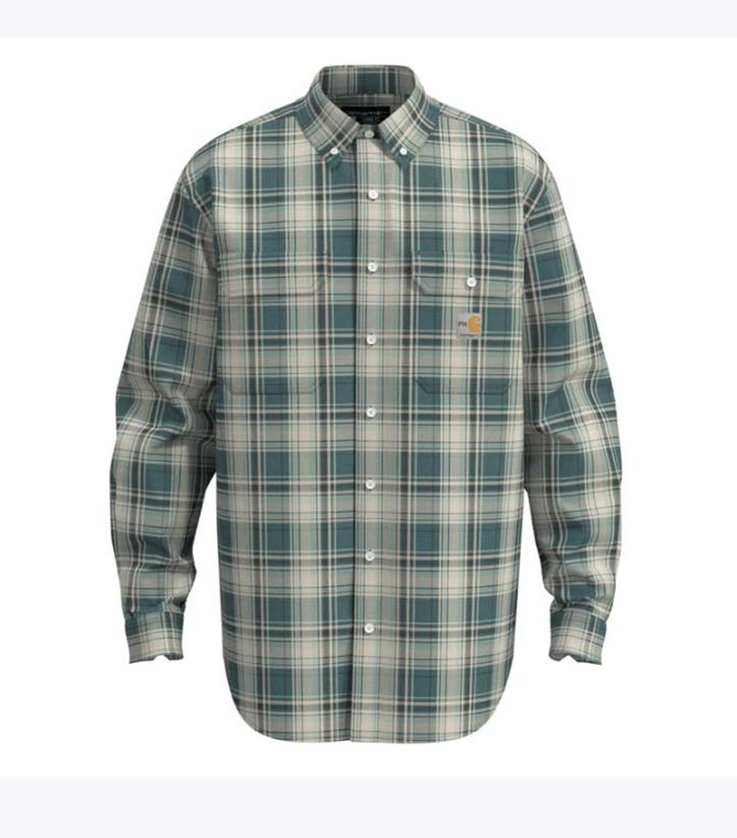 Carhartt | FR Rugged Flex Loose Fit Force Twill Plaid Shirt | Sea Pine/ Shadow
