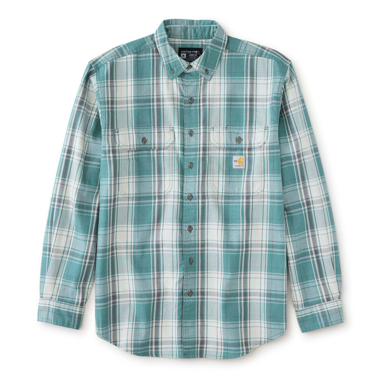 Carhartt | FR Rugged Flex Loose Fit Force Twill Plaid Shirt | Sea Pine/ Shadow