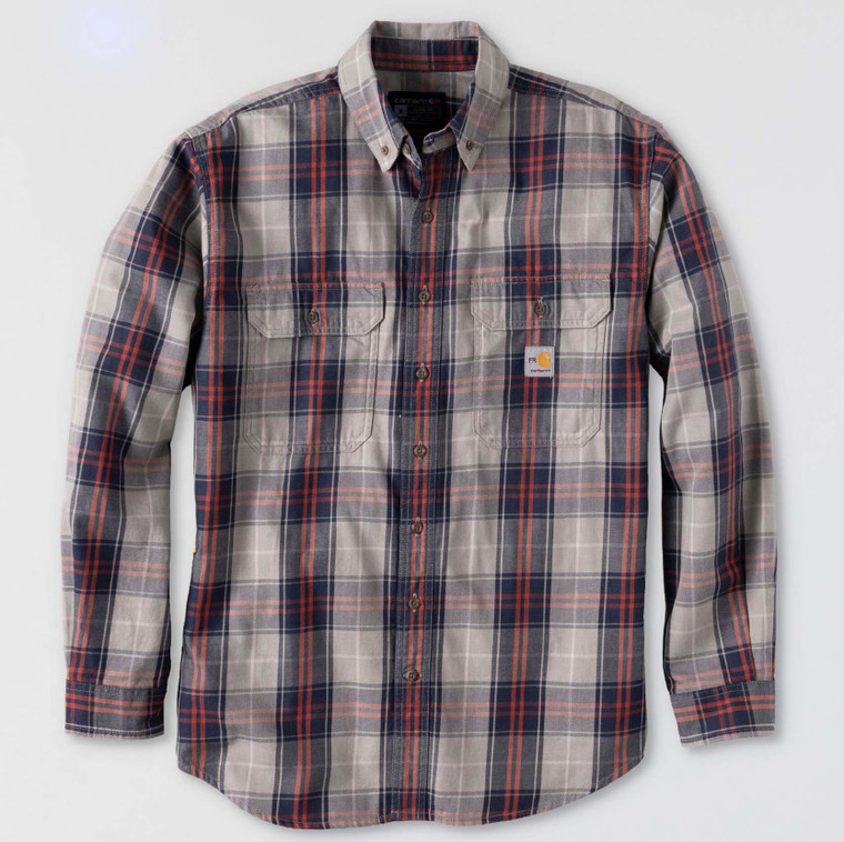Carhartt | FR Rugged Flex Loose Fit Force Twill Plaid Shirt | Navy/Grey Dunes