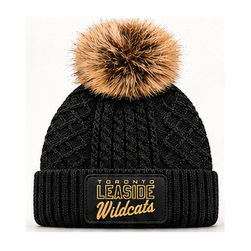 Leaside Wildcats Cable Knit Pom Toque -Black (LWH-900-BK.AJ-1E140L-BLBG-OS)